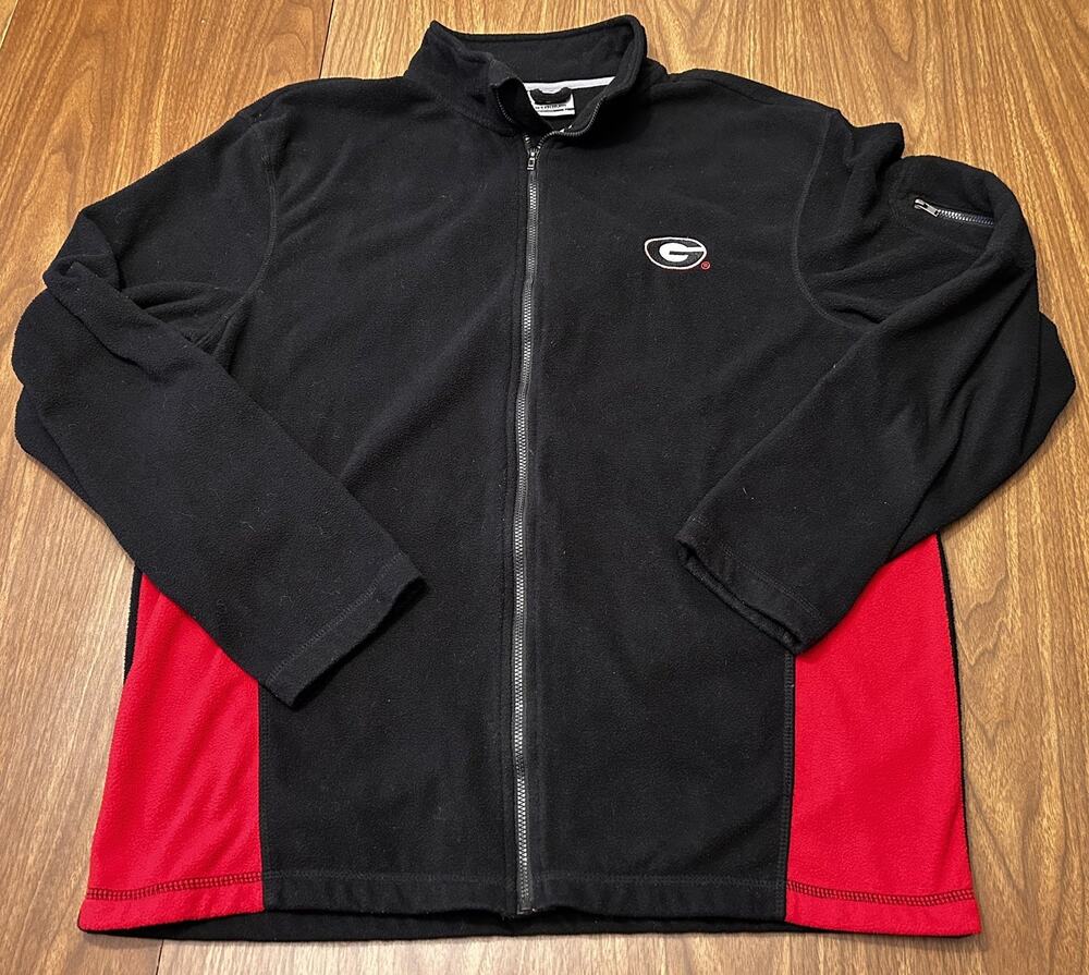 Stadium Athletics Full Zip Fleece Jacket Georgia Bulldogs, Sleeve Pocket - L